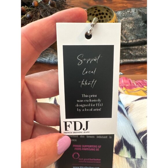 NWT FDJ Dolman Long Sleeve Crepe Aztec Print Viscose Button Shirt S Office Top - Picture 9 of 13